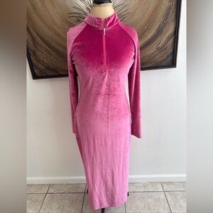 Elegant Long Sleeve Pink Velvet Dress